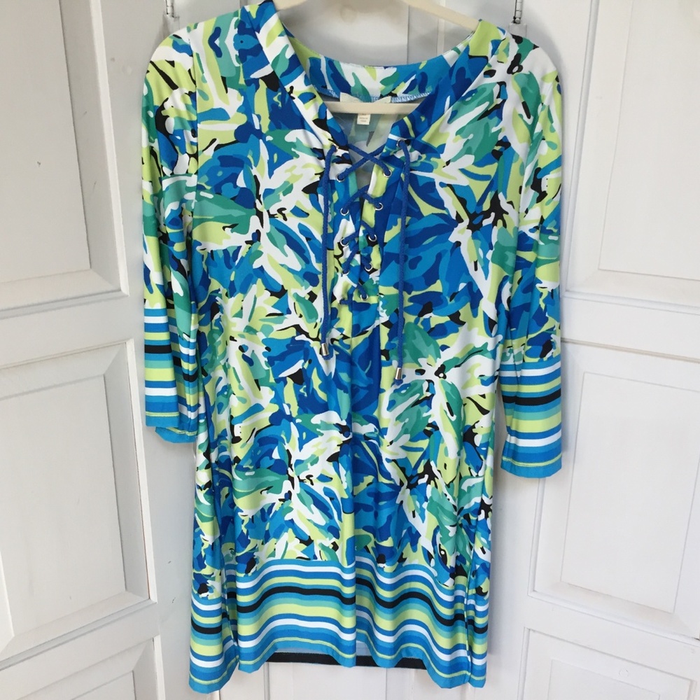 Sandiva Blue & Green Dress Coverup - Picture 2 of 14